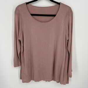 J Jill Pure Jill Supersoft 3/4 Sleeve Elliptical Tee Size S Fawn Pink Mauve Soft